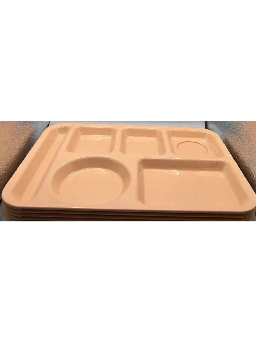 Vintage Edward Don Ware Melamine 5 Divided Cafeteria Lunch Trays Peach  Lot Of 5